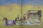 Painted Sketch for "Popham building a fort at Sagadahoc" Parade Float by Joseph A. Damon