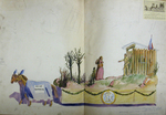 Painted Sketch for "Hannah and Rebecca Weston" Parade Float by Joseph A. Damon