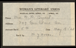Annual Dues Receipt by Woman's Literary Union